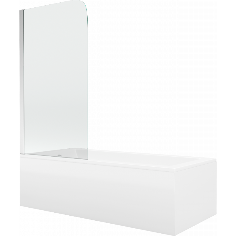 Mexen Cubik stačiakampė vonia 170 x 70 cm su apdaila ir 1-durų sienele 80 cm, skaidri, chromas - 550317070X9008010100