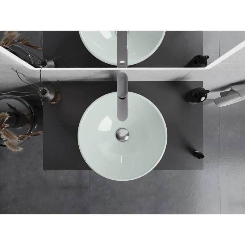 Mexen Mira stiklinis praustuvas ant stalviršio 42 x 42 cm, baltas - 24124230