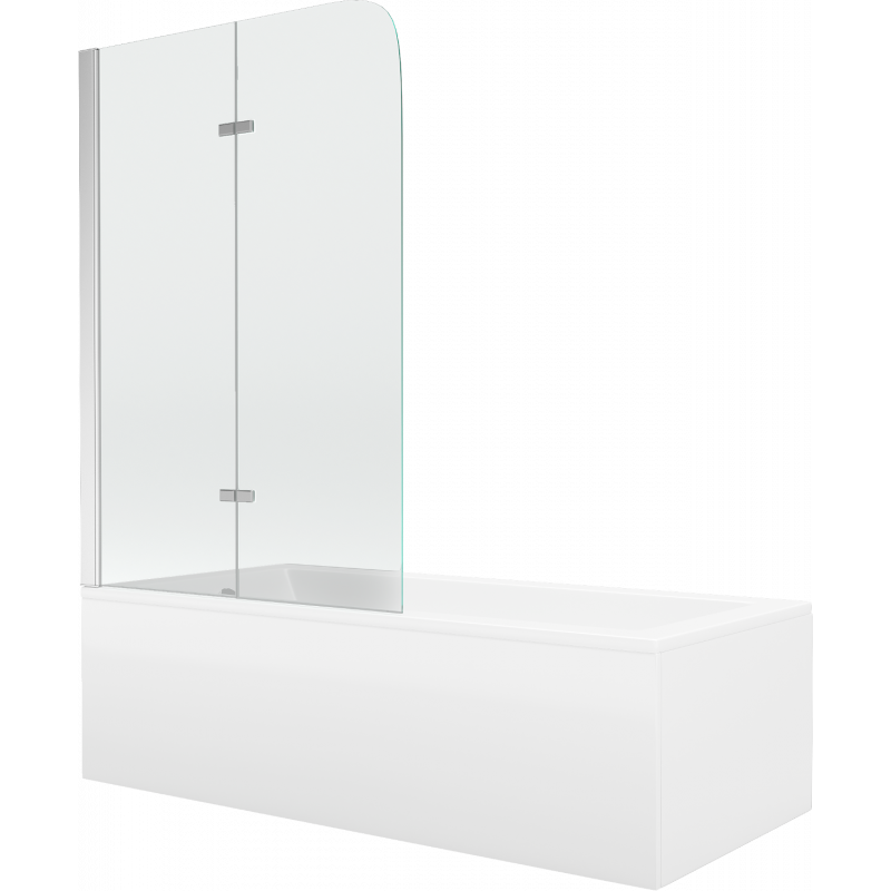 Mexen Cubik stačiakampė vonia 170 x 70 cm su apdaila ir dviejų dalių ekranu 80 cm, permatomas, chromas - 550317070X9008020100