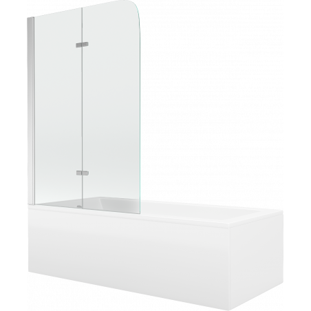 Mexen Cubik stačiakampė vonia 170 x 70 cm su apdaila ir dviejų dalių ekranu 80 cm, permatomas, chromas - 550317070X9008020100
