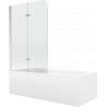 Mexen Cubik stačiakampė vonia 170 x 70 cm su apdaila ir dviejų dalių ekranu 80 cm, permatomas, chromas - 550317070X9008020100