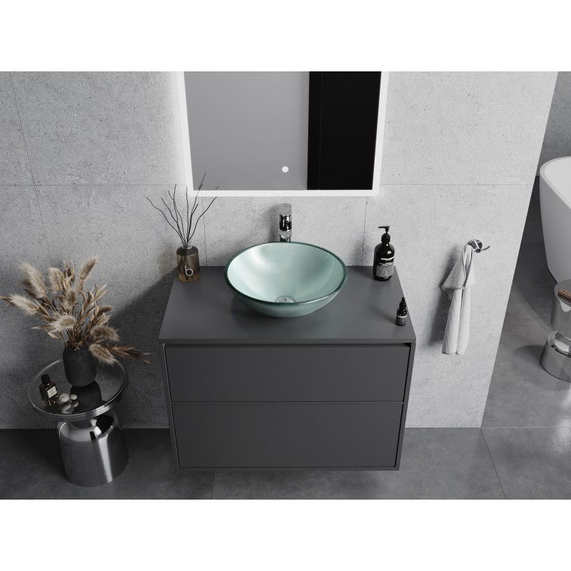 Mexen Mira stiklinis praustuvas, pastatomas ant stalviršio, 42 x 42 cm, sidabrinis - 24124211