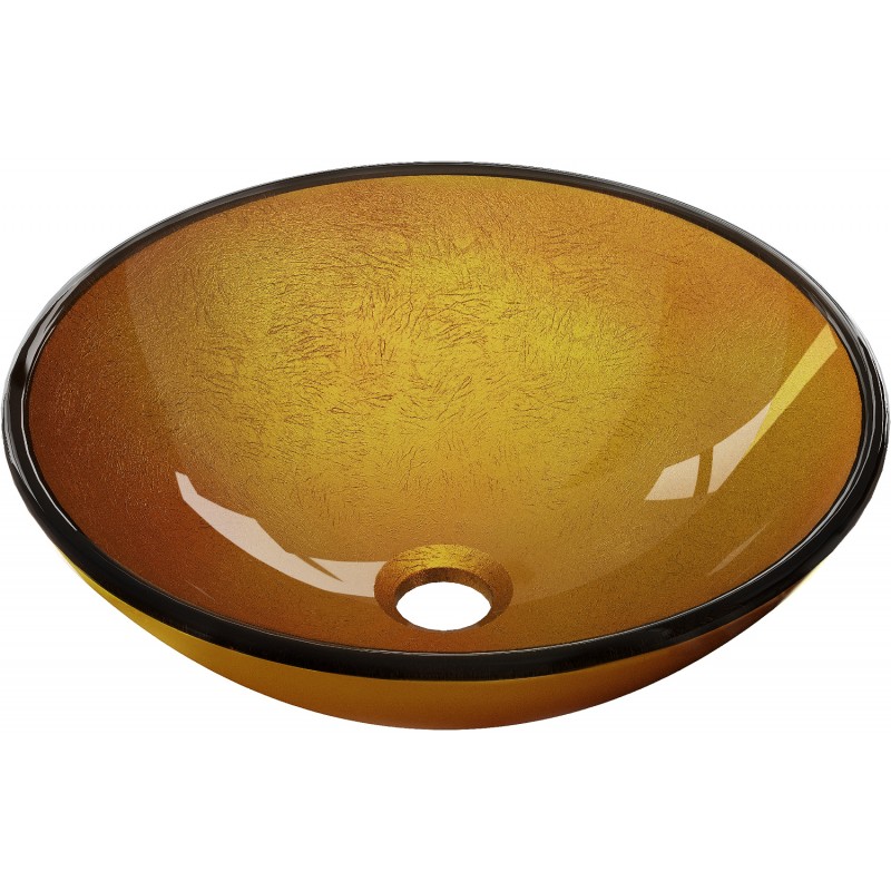 Mexen Mira stiklinis pastatomasis praustuvas 42 x 42 cm, auksinis - 24124250