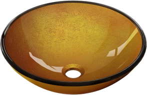 Mexen Mira stiklinis pastatomasis praustuvas 42 x 42 cm, auksinis - 24124250