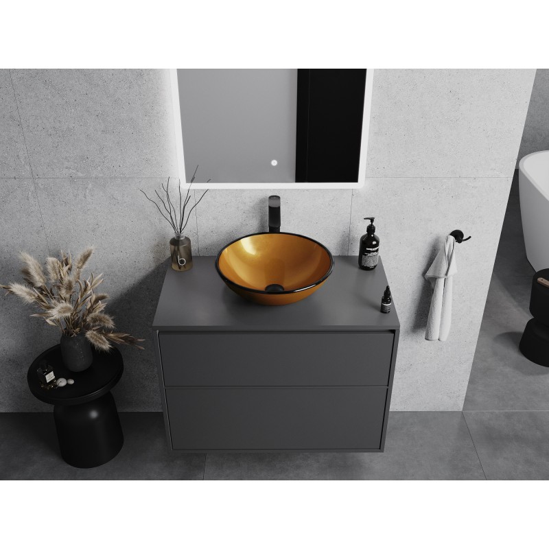 Mexen Mira stiklinis pastatomasis praustuvas 42 x 42 cm, auksinis - 24124250