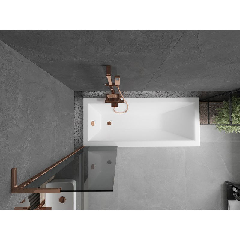 Mexen Next L vonios ekranas vienasparnis 50 x 150 cm, grafitas, rožinis auksas - 895-050-000-03-40-60