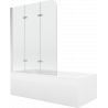 Mexen Cubik stačiakampė vonia 170 x 70 cm su apdaila ir 3 dalių ekranu 120 cm, permatomas, chromas - 550317070X9012030100