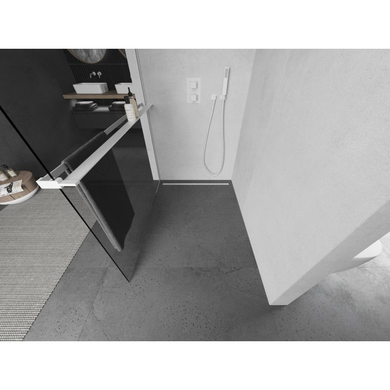 Mexen Kioto+ dušo siena su lentyna Walk-in 95 x 200 cm, permatomas, baltas - 800-095-121-20-00