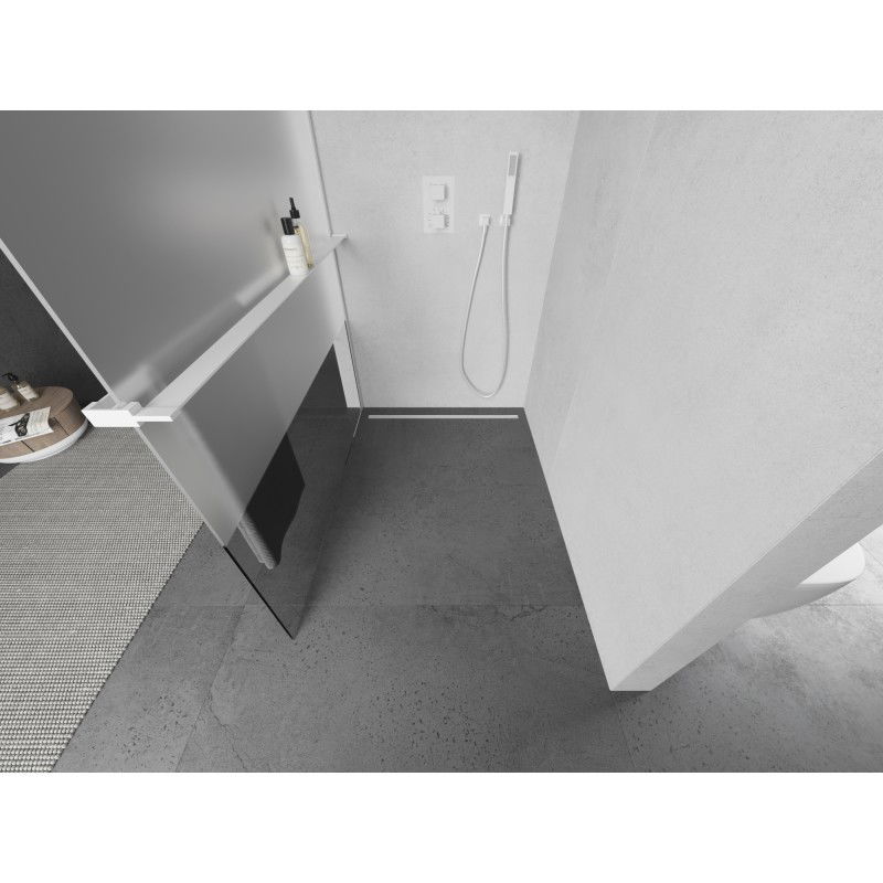 Mexen Kioto+ dušo sienelė su lentyna Walk-in 80 x 200 cm, skaidri/šerkšnas, balta - 800-080-121-20-35