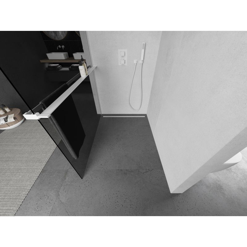 Mexen Kioto+ dušo sienelė su lentyna Walk-in 100 x 200 cm, grafitas, balta - 800-100-121-20-40