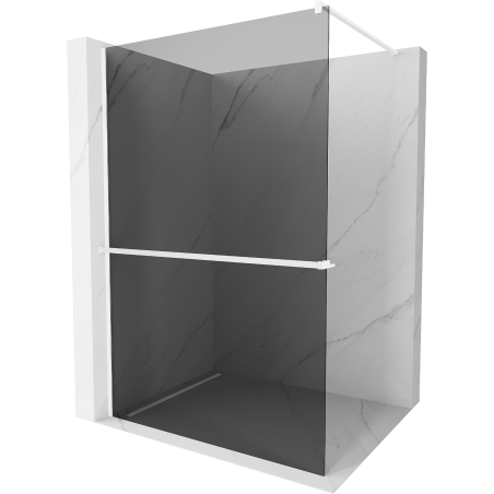 Mexen Kioto+ dušo sienelė su lentyna Walk-in 130 x 200 cm, grafitas, balta - 800-130-121-20-40