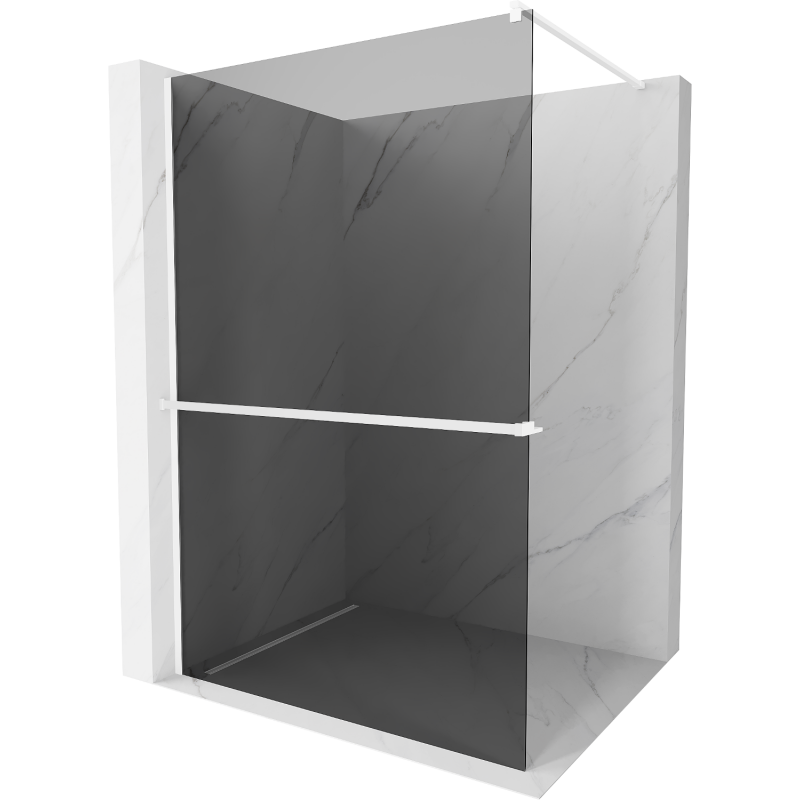 Mexen Kioto+ dušo pertvara su lentyna, Walk-in 140 x 200 cm, grafitas, balta - 800-140-121-20-40