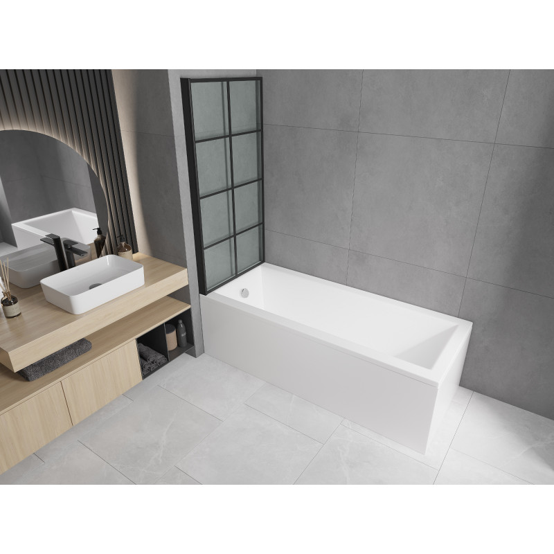 Mexen Cubik stačiakampė vonia 170 x 70 cm su apdaila ir vienu 70 cm sparnu, juodas raštas - 550317070X9307017077