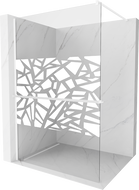 Mexen Kioto+ dušo sienelė su lentyna Walk-in 130 x 200 cm, baltas raštas, balta - 800-130-121-20-85