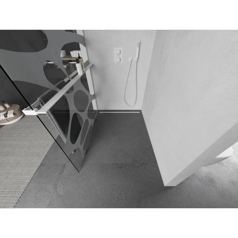 Mexen Kioto+ dušo siena su lentyna Walk-in 80 x 200 cm, balta banga, balta - 800-080-121-20-97
