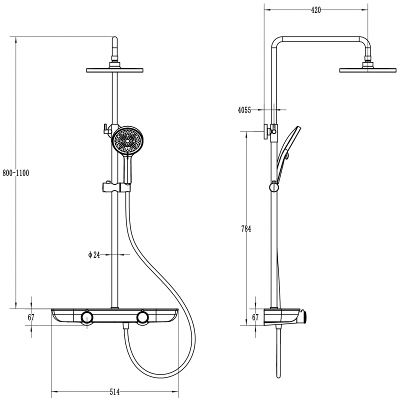 Mexen Axis paviršiaus dušo komplektas su lietaus dušu ir maišytuvu, auksinis/juodas - 78112-75