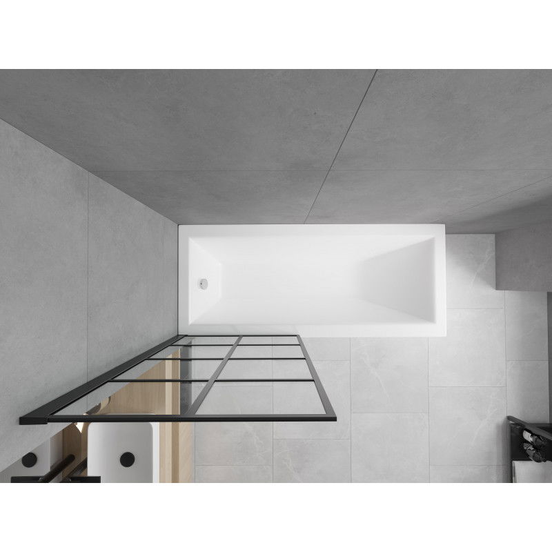 Mexen Cubik stačiakampė vonia 170 x 70 cm su apdaila ir vieno sparno 80 cm pertvaru, juodas raštas fix - 550317070X9308007077