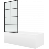 Mexen Cubik stačiakampė vonia 170 x 70 cm su apdaila ir vieno skyriaus užuolaida 80 cm, juodas raštas - 550317070X9308007077