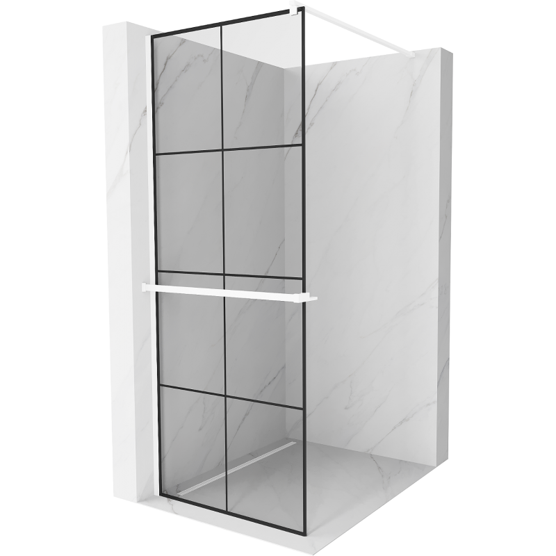 Mexen Kioto+ dušo pertvara su lentyna Walk-in 70 x 200 cm, juoda tinklelis, balta - 800-070-121-20-77