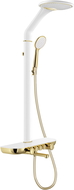 Mexen Blaze išorinio montavimo dušo komplektas su dušo galva ir baterija, baltas/auksinis - 78109-25