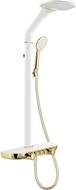 Mexen Bolt paviršinis dušo komplektas su lietaus dušu ir maišytuvu, baltas/auksinis - 78108-25