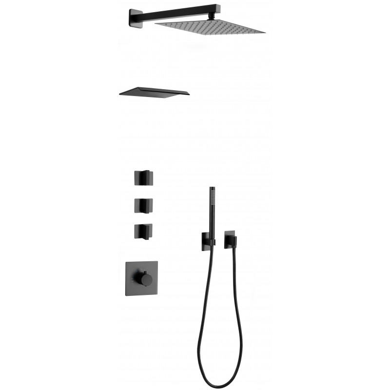 Mexen Boka paslėptas dušo komplektas, juodas - 7603-03-70