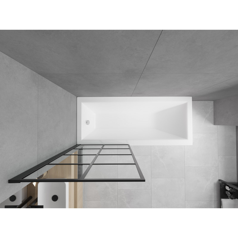 Mexen Cubik stačiakampė vonia 170 x 70 cm su apdaila ir 1 sparno 80 cm sienele, juodas raštas - 550317070X9308017077