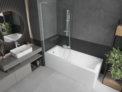 Mexen Next L vonios ekranas 1 lapas 100 x 150 cm, skaidrus, baltas - 895-100-000-03-00-20