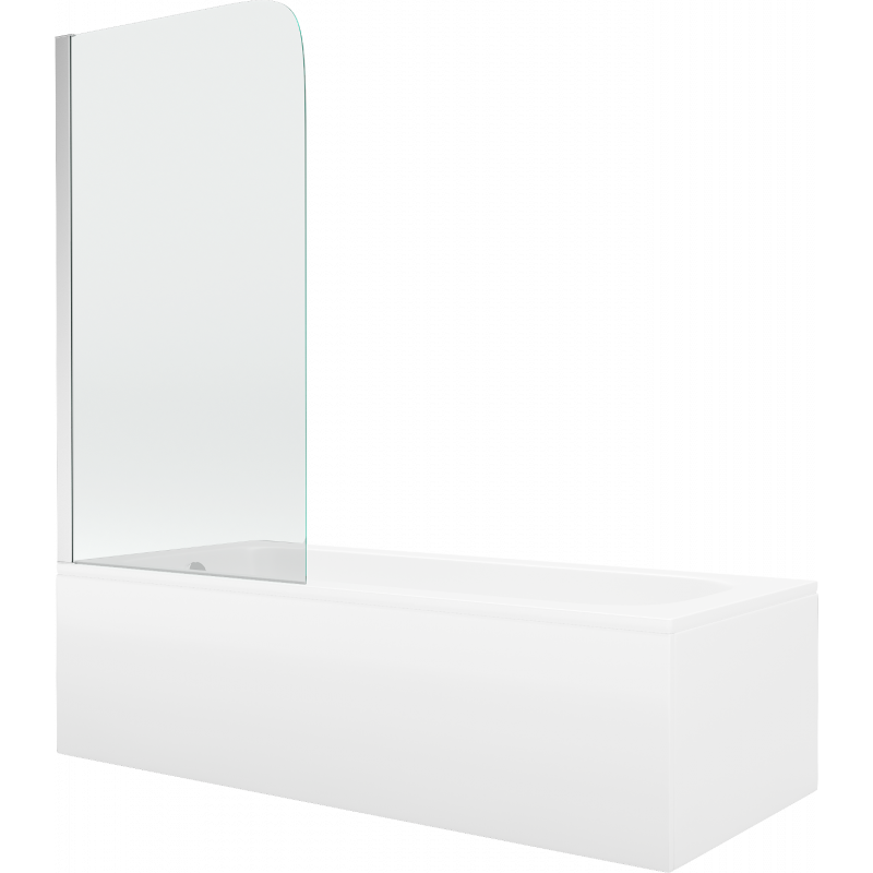 Mexen Vega stačiakampė vonia 150 x 70 cm su apdaila ir vienos dalies ekranu 70 cm, skaidri, chromas - 550115070X9007010100