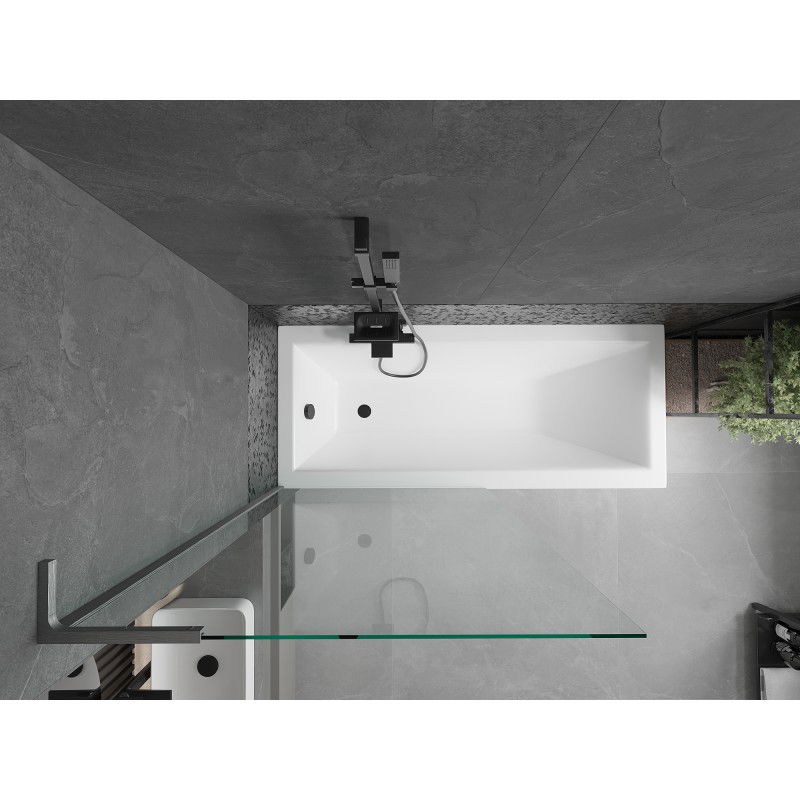 Mexen Next L vonios staktas 1-duris 90 x 150 cm, permatomas, šautuvas pilkai šlifuotas - 895-090-000-03-00-66