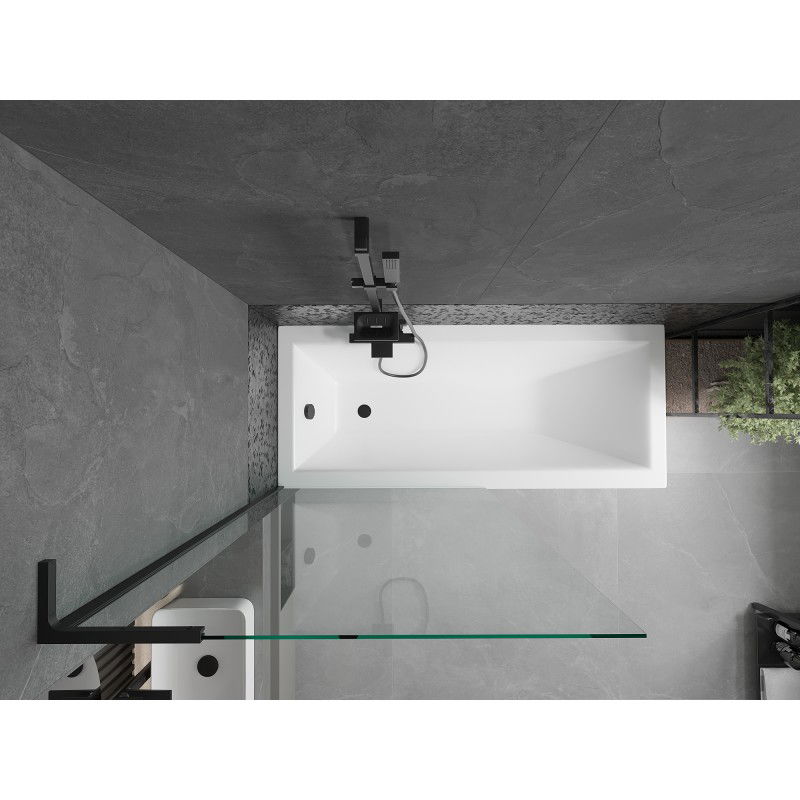 Mexen Next L vonios ekrano 1 sparno 90 x 150 cm, permatomas, juodas - 895-090-000-03-00-70