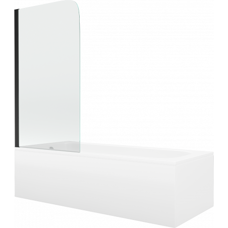 Mexen Vega stačiakampė vonia 150 x 70 cm su apdaila ir vienos dalies užlaida 70 cm, skaidrus, juodas - 550115070X9007017000