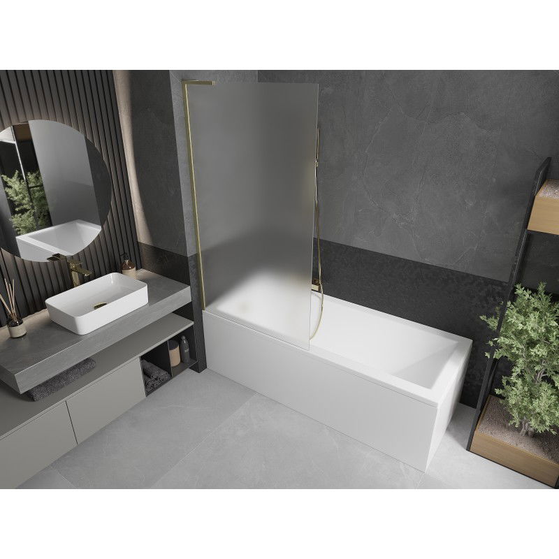 Mexen Next L vienasluoksnis vonios ekranas 90 x 150 cm, matinė, auksinė šlifuota - 895-090-000-03-30-55