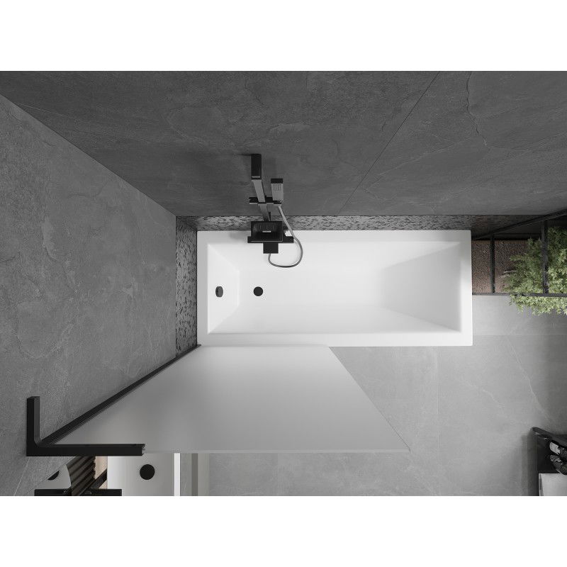 Mexen Next L vonios ekranas, 1-durų, 80 x 150 cm, matinė spalva, juodas - 895-080-000-03-30-70