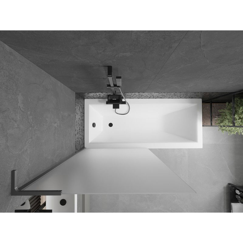 Mexen Next L vonios ekranas su 1 varčia 90 x 150 cm, matinio stiklo, gunmetal - 895-090-000-03-30-95