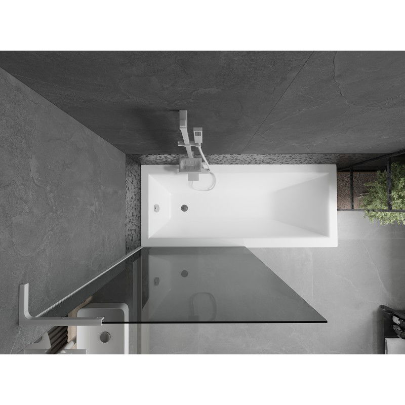 Mexen Next L vonios širma, vienguba 90 x 150 cm, grafitas, balta - 895-090-000-03-40-20