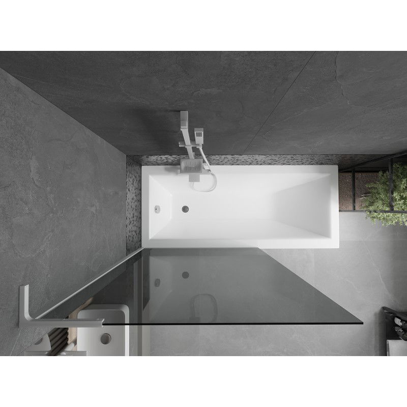 Mexen Next L vonios širmos 1-durų 100 x 150 cm, grafitas, baltas - 895-100-000-03-40-20