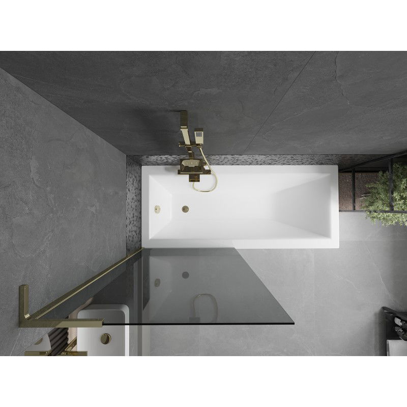 Mexen Next L vonios pertvara vienos dalies 80 x 150 cm, grafitas, auksinė - 895-080-000-03-40-50