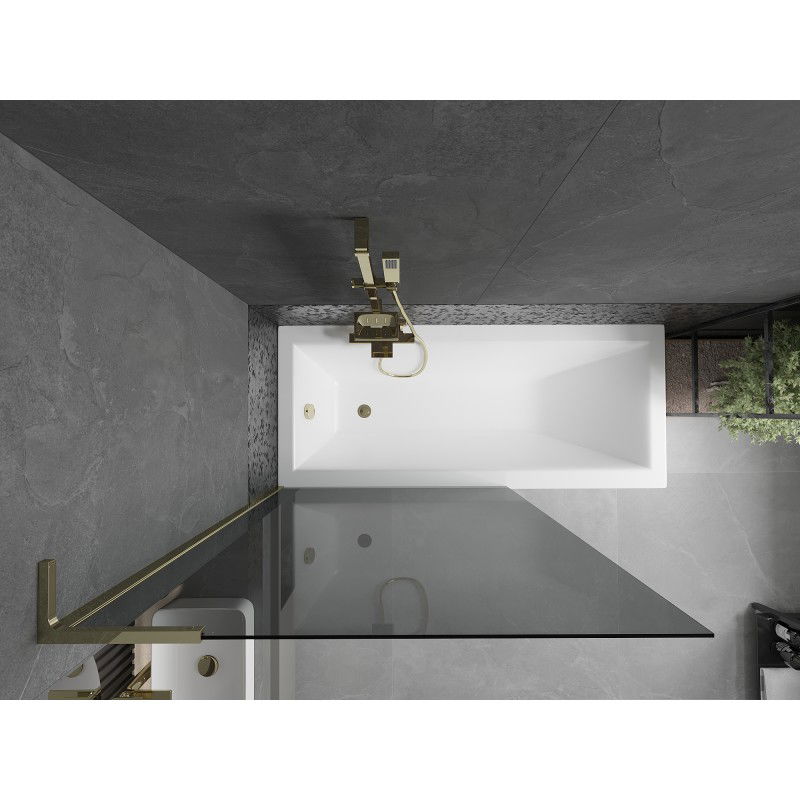 Mexen Next L vonios sienelė, 1-durų, 100 x 150 cm, grafitas, auksinis - 895-100-000-03-40-50