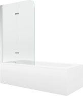 Mexen Vega stačiakampė vonia 150 x 70 cm su apdaila ir 2-jų dalių širma 80 cm, skaidri, chromuota - 550115070X9008020100
