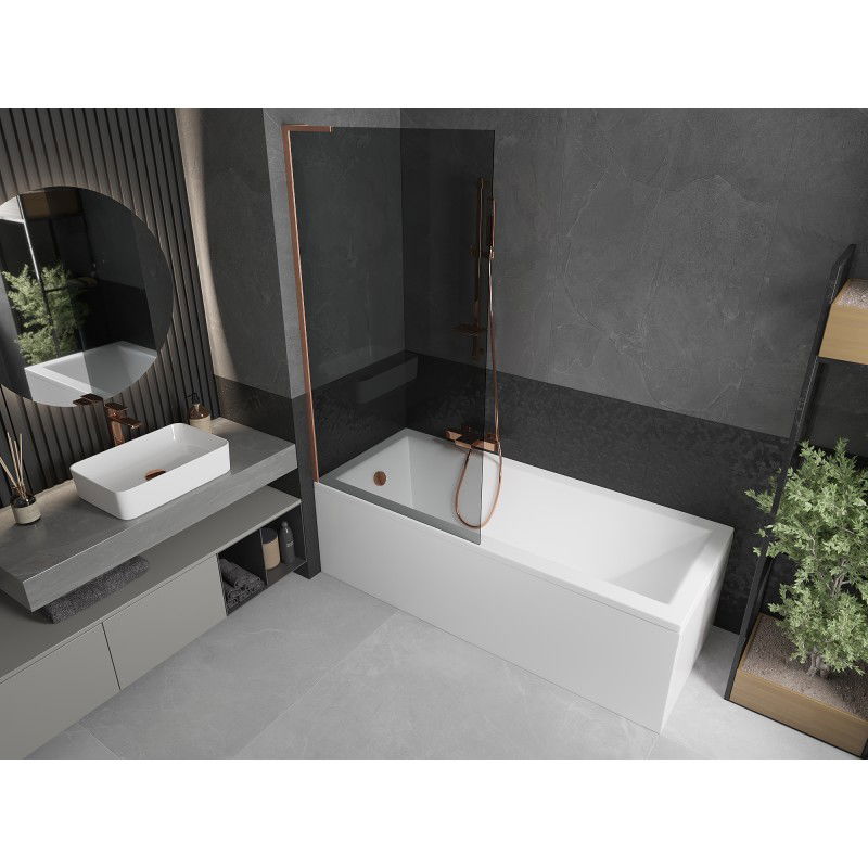 Mexen Next L vonios pertvara, 1-sparnų, 90 x 150 cm, grafitas, šepečiu valytas varis - 895-090-000-03-40-65