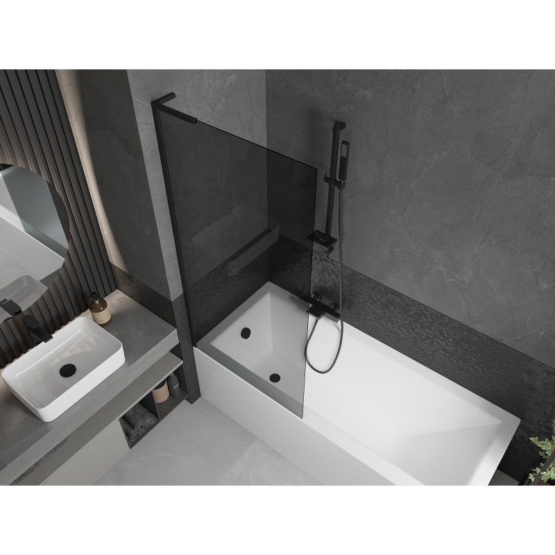Mexen Next L vienos dalies vonios ekranas 80 x 150 cm, grafitas, juodas - 895-080-000-03-40-70