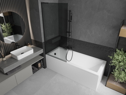 Mexen Next L vienos dalies vonios ekranas 80 x 150 cm, grafitas, juodas - 895-080-000-03-40-70