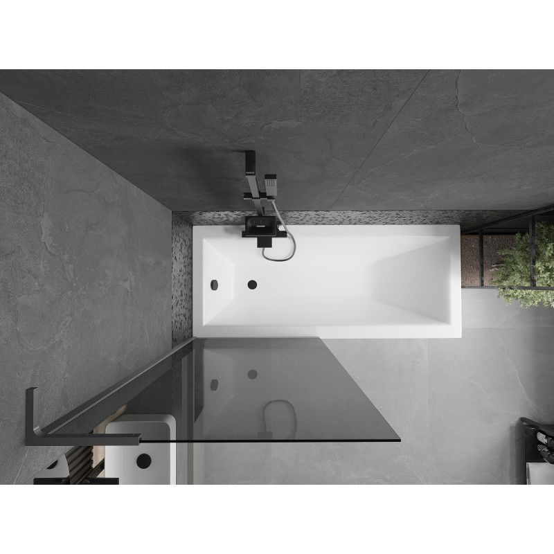 Mexen Next L vonios ekranas 1-durys 80 x 150 cm, grafitas, ginkluotas metalas - 895-080-000-03-40-95