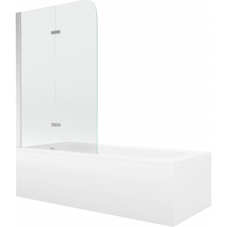 Mexen Vega stačiakampė vonia 150 x 70 cm su apdaila ir 2 dalių ekranu 100 cm, permatoma, chromas - 550115070X9010020100