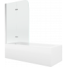 Mexen Vega stačiakampė vonia 150 x 70 cm su apdaila ir 2 sparnų pertvara 100 cm, skaidri, chromas - 550115070X9010020100