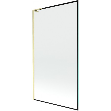 Mexen Next L vonios ekrano vieno sparno 100 x 150 cm, juodas rėmas, auksinis šepečiuotas - 895-100-000-03-70-55