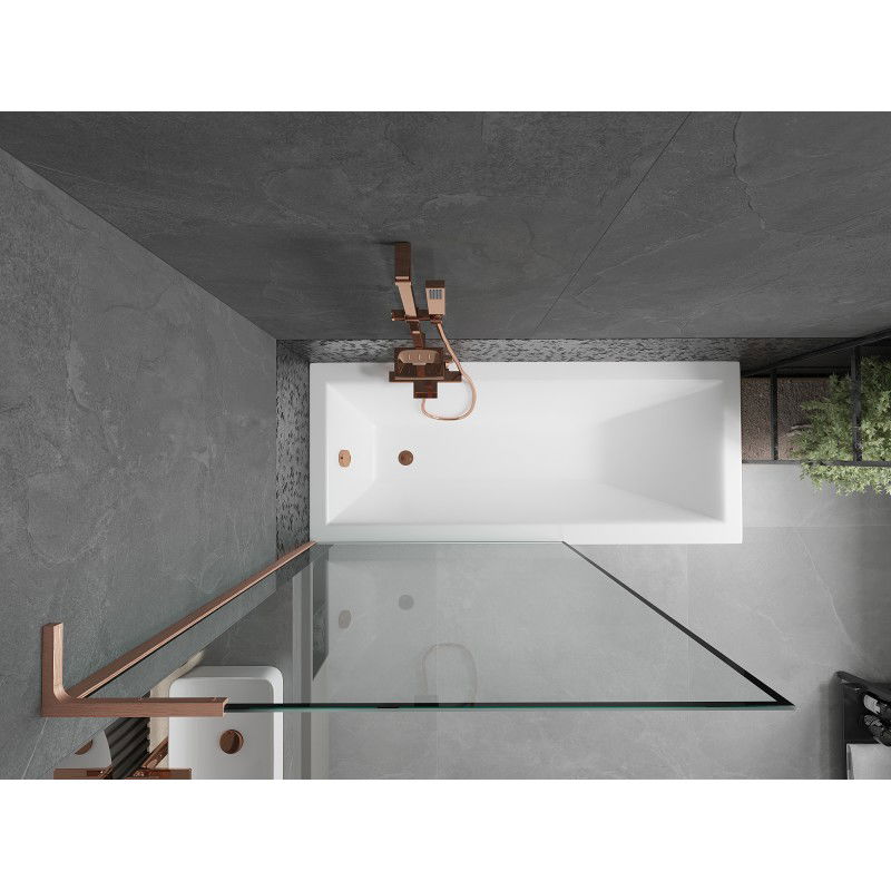 Mexen Next L vonios pertvara 1-duris 100 x 150 cm, juodas rėmelis, šlifuotas varis - 895-100-000-03-70-65