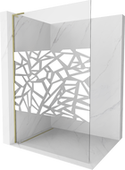Mexen Kioto L dušo sienelė Walk-in 70 x 200 cm, baltas raštas, auksinė - 800-070-103-50-85