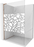 Mexen Kioto L walk-in dušo siena 90 x 200 cm, baltas raštas, rožinė auksinė - 800-090-103-60-85
